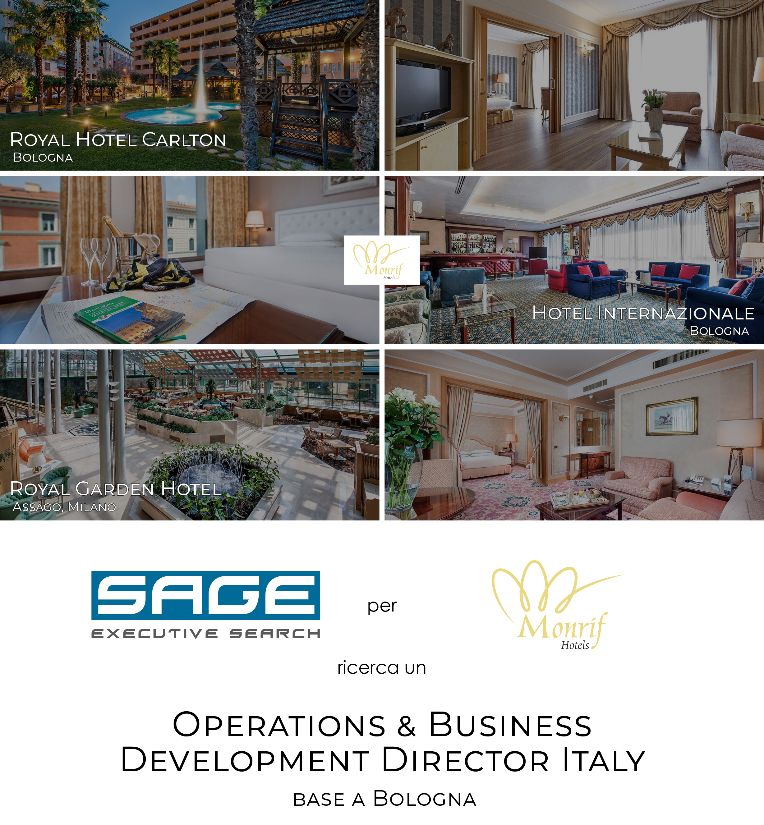 SAGE EXECUTIVE SEARCH per Monrif Hotels ricerca un Operations e Business Development Director Italy base a Bologna